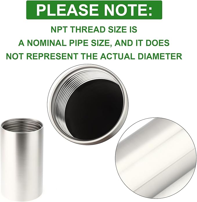 TAISHER 1PCS Stainless Steel Pipe Fittings, 2" NPT Female x 2" NPT Female Threaded, 6" Length Nipple Cast Pipe