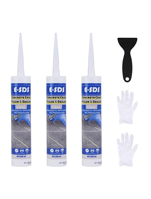 Cement Crack Filler Outdoor Waterproof Concrete Repair Sealant, Polyurethane Adhesive Sealant Self-Leveling Driveway Crack Filler Crack Flexible Concrete Patch Gray 10.5 fl. oz (3 Pack)