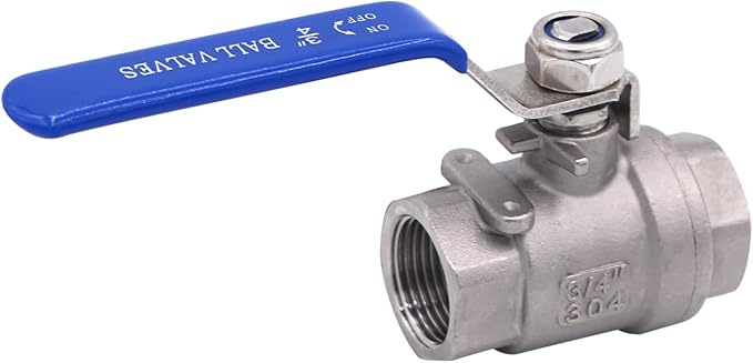 DERNORD Ball Valve Stainless Steel 304 3/4" NPT Heavy Duty for Water, Oil, and Gas with Blue Locking Handles (Pack of 2)