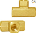 Joywayus 2PCS Brass Tee Pipe Fitting 3/8" x 3/8" x 3/8" NPT Female Barstock 3 Way Hose Fitting