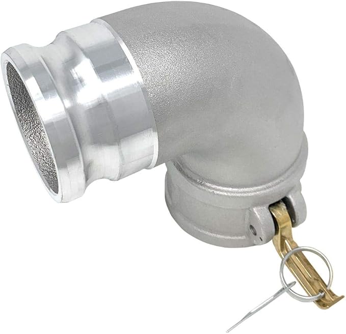 Gloxco Aluminum Type DA Cam and Groove Hose Fitting, 90 Degree Elbow, 3" Female Camlock x 3" Male Camlock (CAM-30-DA90-AL)