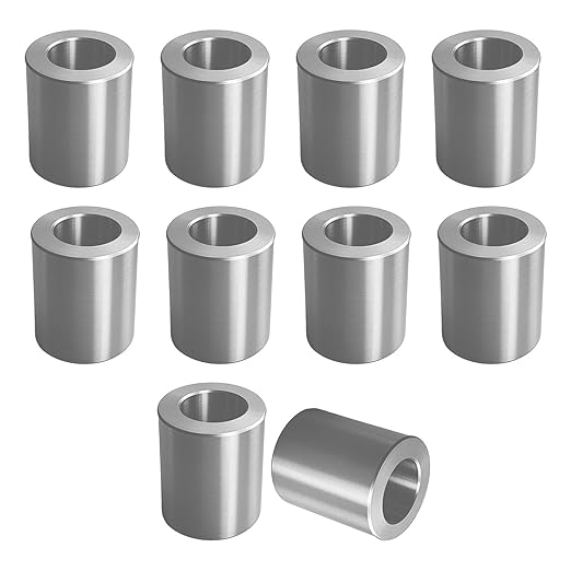 Stainless Steel Reducer Bushing, Screw Standoff Metal Spacer 1/2" to 1/4" Steel Reducer Standoff Bushing Adapters for 1/4"&M6 Screws Bolts and Rods, Round Metal Stainless Steel Spacer Set of 10