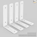 White Heavy Duty Shelf Brackets 4 Inch, Extra Thick L Shelving Brackets, Rustic Gold Iron Floating Shelves Wall Mounted with Hardware for DIY Open Shelving, 4 Pack