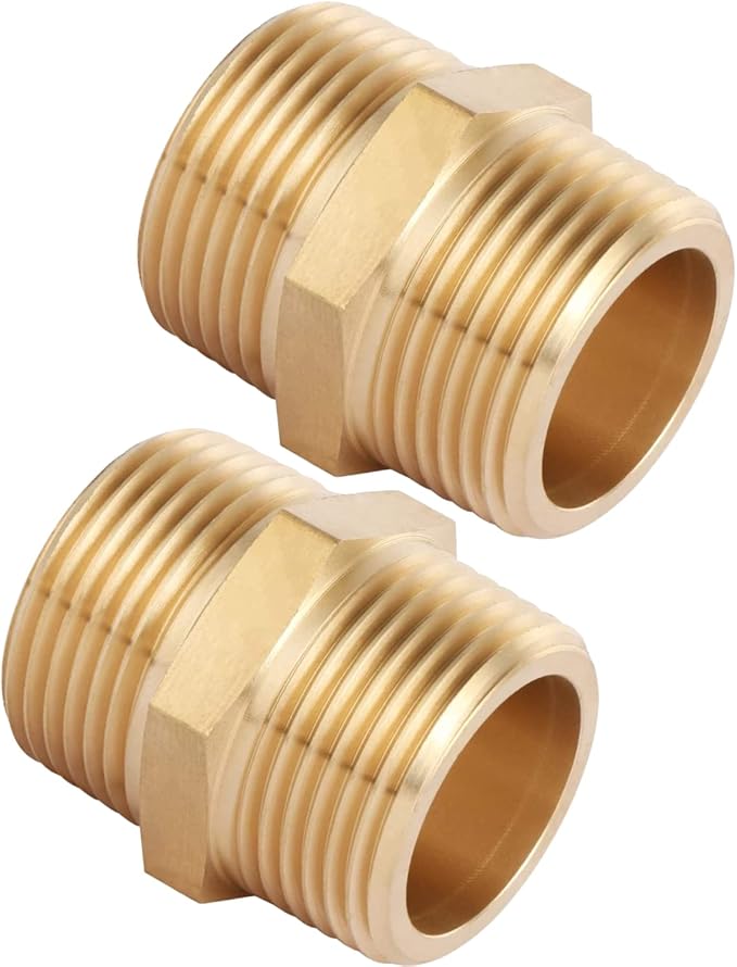 2PCS Brass Nipple Fitting 1" x 1" NPT Male Hex Adapter by CX WONDERLAND
