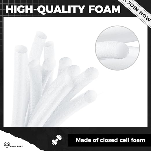 1/2 Inch x 50 ft Foam Backer Rod for Gaps Joints Concrete Crack Filler Caulk Saver Bulk Foam Backing Rod Concrete Filler Rope for Weather Stripping Door Seal (White)
