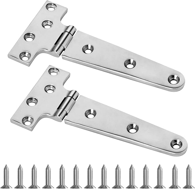 Boat T Type Hinge, Marine Grade Stainless Steel 316 Heavy Duty Strap Butt Hinge Durable Marine Applications for Hatch, Cabinet, Gate, and Door