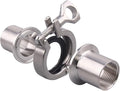 DERNORD 2 Pcs Sanitary Female Threaded Ferrule Pipe Fittings + SUS304 Tri-clamp (Tri-clover Clamp) + FKM Gasket (Female Threaded Pipe Size:1 Inch DN25)
