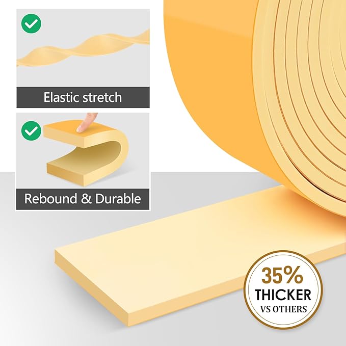 Pipe Insulation Tape, Outdoor Water Pipe Insulation Wrap, Foam Insulation Tape for Outdoor Pipes Winter Freeze Protection, Heat Tape for Water Pipes, Copper Pipes, PVC, AC Line, 4in x 15ft, Beige