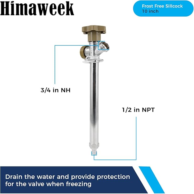 12-inch Anti-Siphon Frost Free Sillcock, Quater Turn 3/4-Inch Hose Bibb x 1/2-Inch PEX End,No Lead Brass Valve Frost Proof Outdoor Faucet Spigot