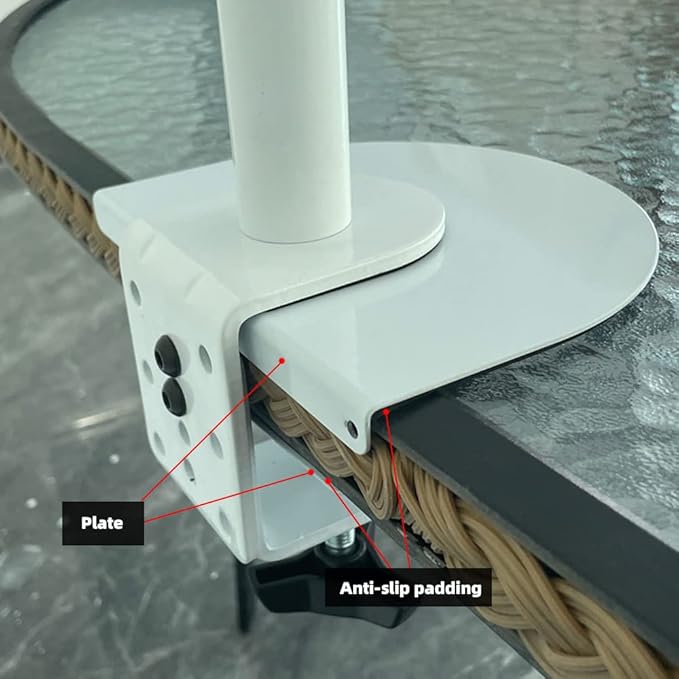 Steel Monitor Mount Reinforcement Plate，Monitor Arm Reinforcement Plate for Fragile Tabletop, Monitor Mount Reinforcement Plate Fits Most Monitor Stand C Clamp Installation (White-1)