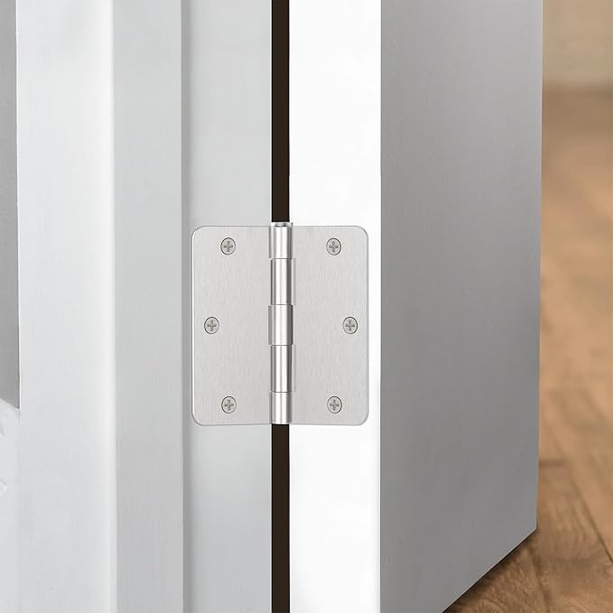 Door Hinges Brushed Nickel - 36 Pack 3.5 Inch Rounded Interior Satin Nickel with 1/4" Radius Corners - 3 1/2 Inches Silver Residential Standard Door Hardware