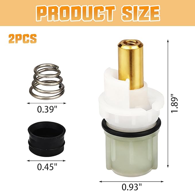 2 pcs RP25513 Faucet Stem Replacement for Delta 2 handle Faucet Repair Kit with RP24096 cartridge RP4993 Spring and Seat RP24097 Turn stop1/4