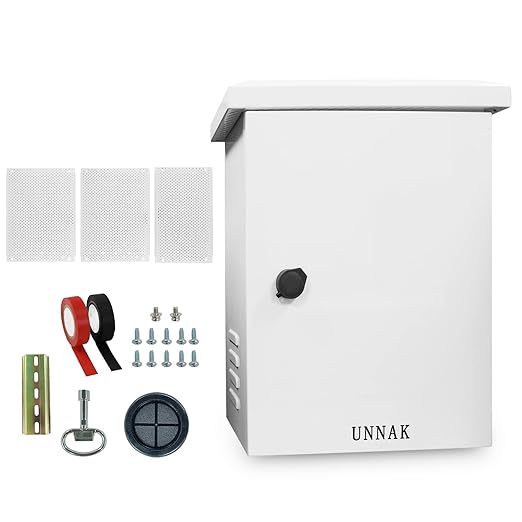 Outdoor Electrical Equipment Enclosure Box - 19.7x15.7x11.8 Outdoor Network Weatherproof Exterior Box Ventilated Enclosure hinged Outdoor Galvanized Electrical Ventilation Design(500x400x300mm)