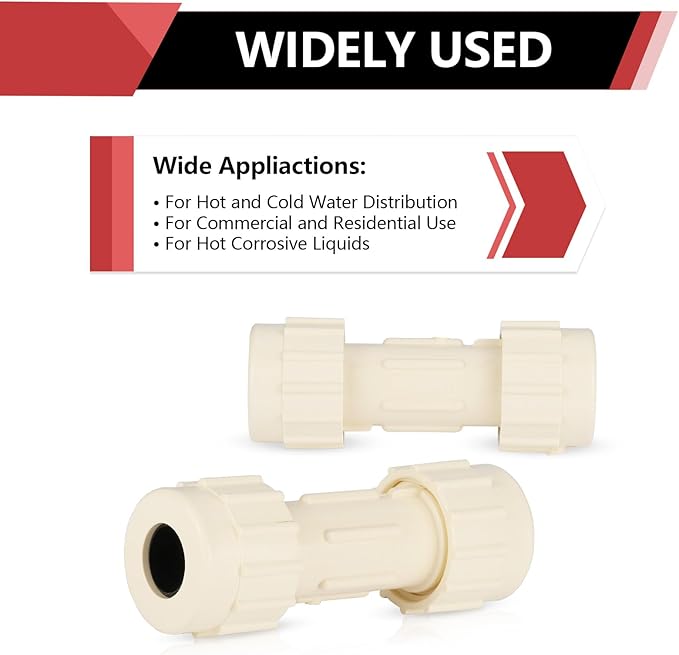 (Pack of 2) EFIELD 1"Compression Coupling,CPVC Fittings for Plumbing Installations and Repair,(CPVC050-2PCS)