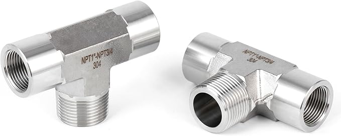 2 piece,NPT3/4 Female - NPT1" Male - NPT3/4 Female tee, 3WayConnector, Fabricate of 304 Stainless Steel.