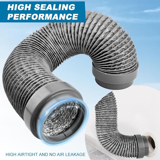 4 Inch Dryer Vent Hose, 90 Degree Dryer Vent Elbow Connector Kit with 6-Layer Flexible Aluminum Duct, for Tight Spaces, Easy-Install Dryers Vents Kit