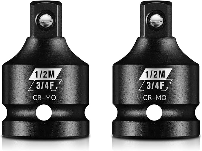 BLACKROBOT 2 Pieces 3/4” F To 1/2” M Impact Socket Adapter Set, SAE Drive Cr-Mo Steel Exceeds ANSI Standards, Square Drive Socket Reducer for Impact Driver Wrench