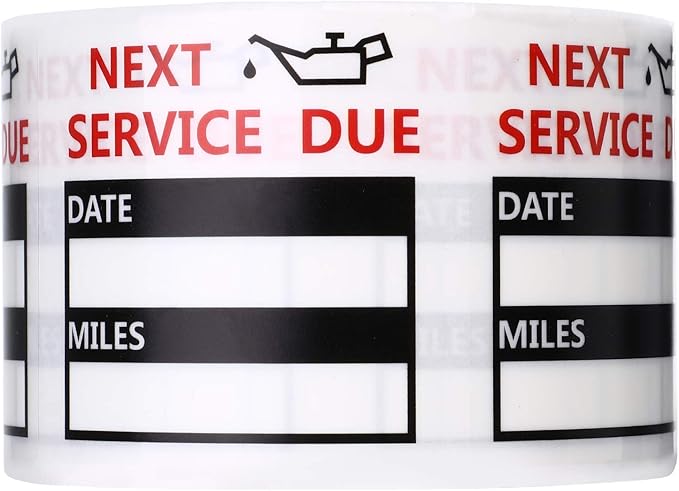 600 Pieces Oil Change Reminder Stickers Service Reminder Labels Low-Tack Windshield Stickers, 2 x 2 Inch, 1 Roll (Black)