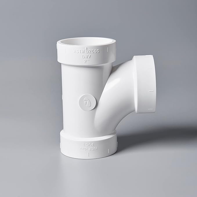 Rainbow Dream 2 Inch DWV PVC Tee Pipe Fitting Adapter - 2 pcs, White