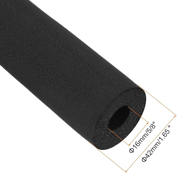 uxcell Foam Tubing for Handle Grip Support, Pipe Insulation Outside Pipe Lagging, 16mm(5/8") ID 42mm OD 1m Black