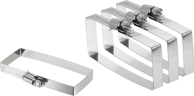 uxcell 4Pcs 304 Stainless Steel Rectangular Hose Clamp, Adjustable 3.9 x 1.6 Inch Square Worm Gear Duct Pipe Tube Clamps for Ducting Bracket Cable Tray Bridge Project Systems, Silver