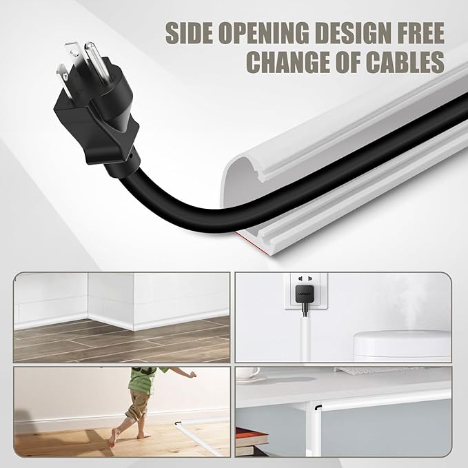 Silicone Wall Wire Hider, Side Open Wire Covers for Cords on Wall, 20FT Self-Adhesive Flexible Cord Hider for Mounted TV, Home Office, Cavity 0.63" W x 0.31" H
