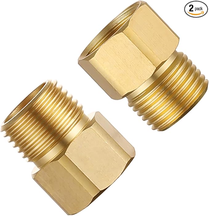 [2-Pack] APLWY 1/2" Female NPT x 1/2" Male NPT Brass Pipe Fitting Reducer Adapter (1/2"M x 1/2"F)