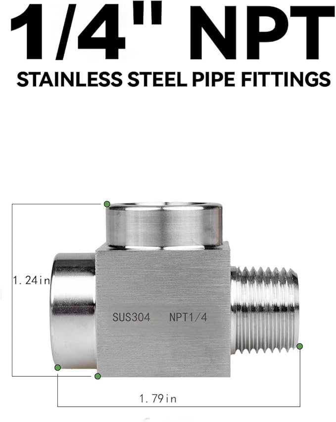 1 piece,1/4 npt tee, npt 1/4 tee female to male,3WayConnector,Fabricateof 304 Stainless Steel