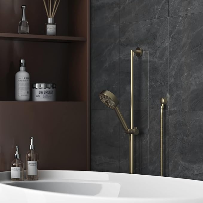 100% Brass Wall Mounted Supply Elbow, Solid Brass Round Wall Elbow for Hand Shower, Check Valve Included (Brushed Gold)