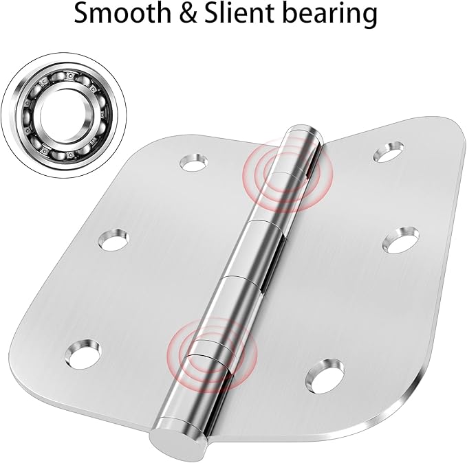 Door Hinges, 3 Pack 304 Stainless Steel Hinges 3.5 inch Hinges for Doors Interior/Exterior Door Hinges with 5/8 Radius Corners