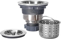 3-1/2 Inch Sink Drain Assembly Kit, Removable Deep Sink Strainer Basket with Sink Stopper/Sealing Lid for Home, Kitchen, Stainless Steel
