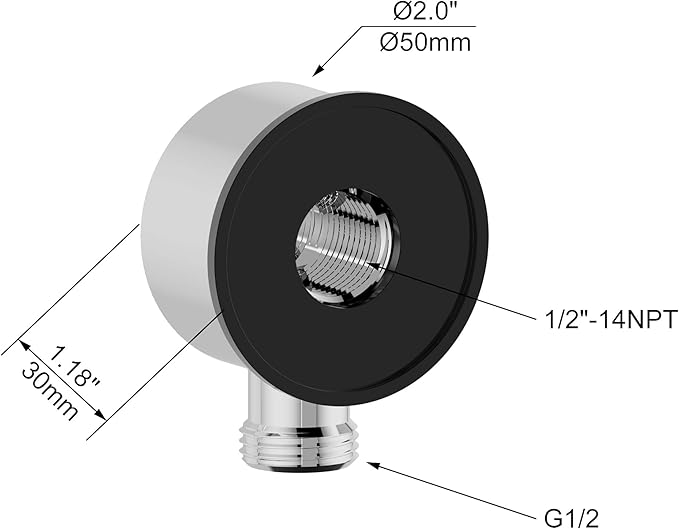 SA-0045-CP Round Handheld Shower Wall Supply Elbow, Wall-Mount Hose Connector, Without Shower Head and Hose, Polished Chrome Finished