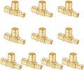 (10 Pack) Lidertik Pex Fittings Reducing Tee Brass Crimp Pipe, 1/2" * 3/4" * 3/4" PEX-B Brass LI-APXT123434(10 Pieces)