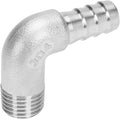DERNORD 3/8" Hose Barb x 1/4" Male NPT Stainless Steel 90 Degree Elbow- Home Brew Pipe Fitting