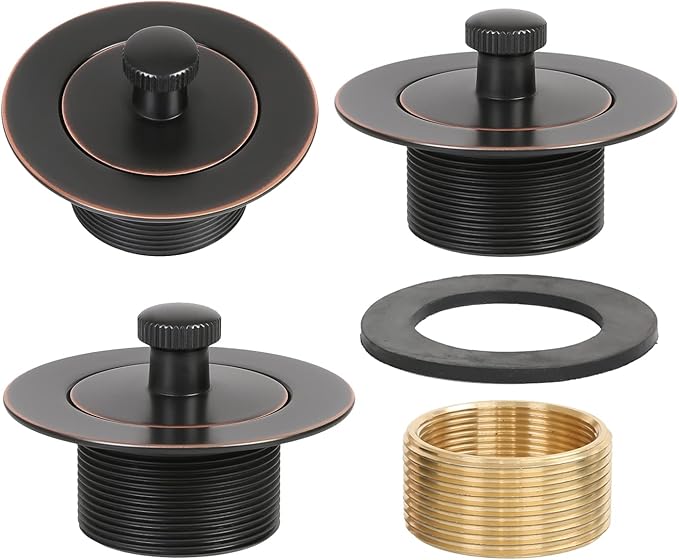 Venetian Bronze Bathtub Drain Kit - Lift and Turn - Replacement Kit for Bathtub, Overflow Plate and Screws Included, Universal Fit 1-3/8" and 1-1/2"- Brass Construction - Easy Install