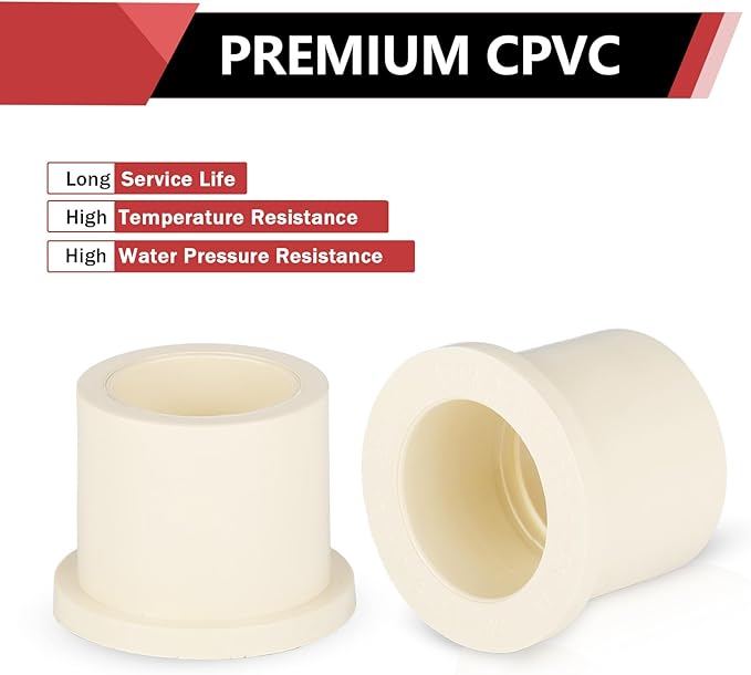 (10 Pack) EFIELD CPVC Reducing Bushing Fittings, 1" CTS Spigot x 3/4" CTS Slip (Socket),(CPVC044-10)
