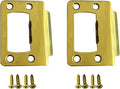 QCAA Solid Brass Universal Type Restorer Lock Strike Plate, 2-1/4" x 1-3/4", Polished Brass, 2 Pack, MIT