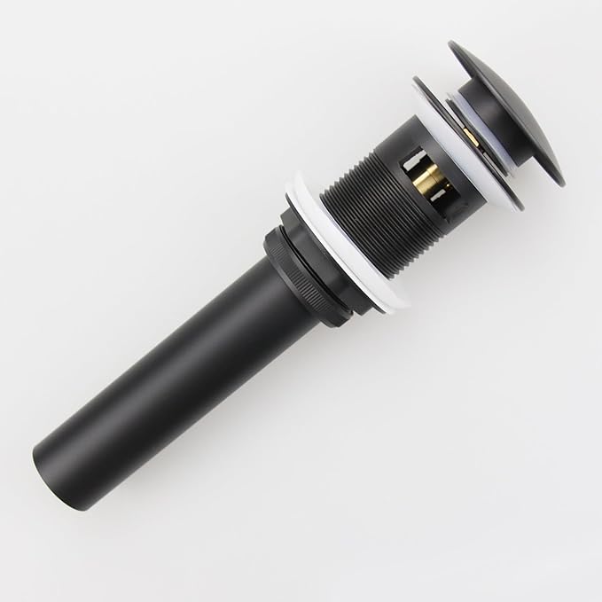 Bathroom Lavatory Vanity Vessel Sink Drain, Pop Up Drain Stopper with Overflow, Black
