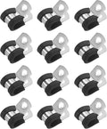 12-Pack Cable Clamps, 5/16 Inch/ 8 mm 304 Stainless Steel Rubber Cushioned Insulated Cable Clamp R Shape Metal Holder for Tube/Wire/Pipe/Loop Installation