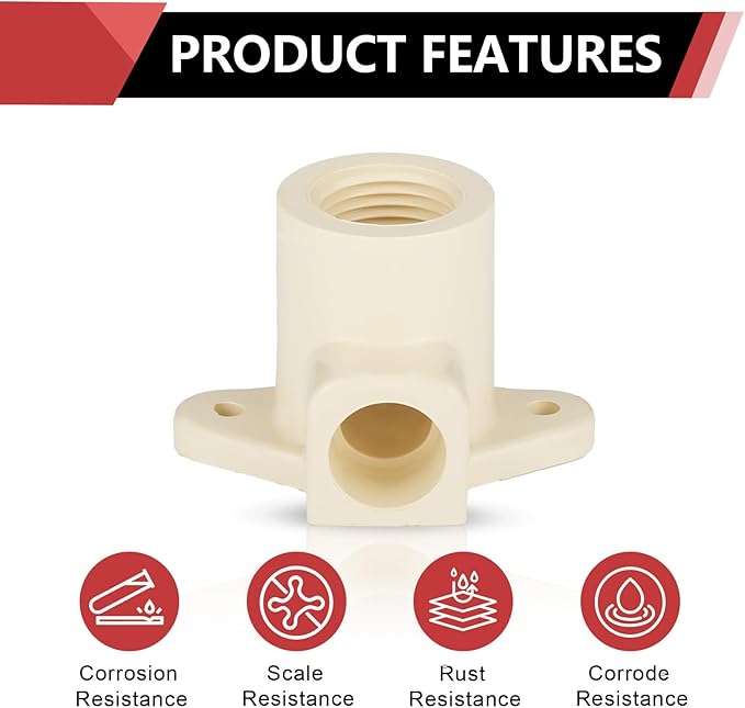 (Pack of 30) EFIELD 1/2"Slip x 1/2"Female Thread CPVC-CTS 90-Degree Wing Elbow (With Drop Ear),(CPVC045-10-30PCS)