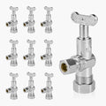 10-Pack GUOFIS Angle Stop Valve with 1/4 Turn Loose Control Key,1/2" Nominal (5/8" OD) Compression x 3/8" OD,Chrome Plated Brass Shut-off Valves for Potable Water(VALVE142-10Pack)