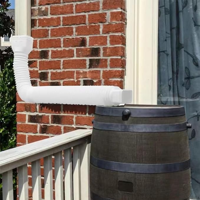 White 2 pack flexible rain gutter downspout extensions flexible, drain downspout extender,rainwater drainage ditch joint, can be extended from 21 inches to 68 inches