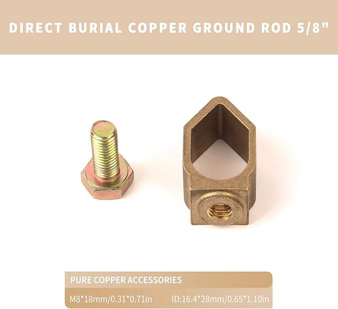 2PCS 5/8-Inch Direct Burial Copper Ground Rod Clamps Grounding Clamp,5/8"