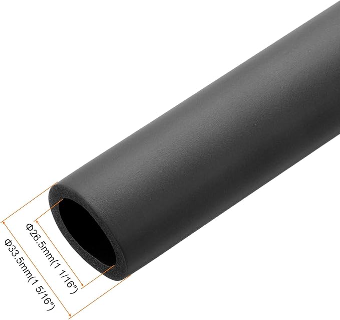 uxcell Foam Tubing for Handle Grip Support, Pipe Insulation Outside Pipe Lagging, 26.5mm(1 1/16") ID 33.5mm(1 5/16") OD 1m Black