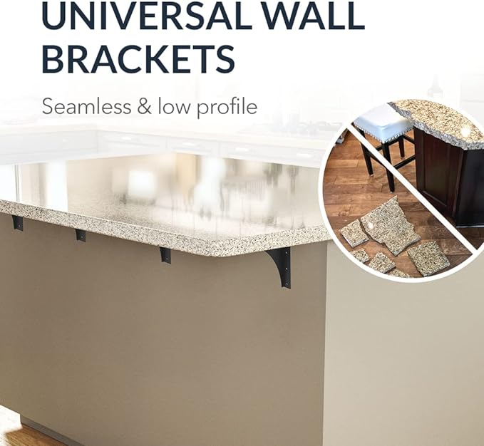 Iron Supports Universal Heavy-Duty Commercial Bracket - Industrial Support Brackets - Steel Mounting Bracket for Shelves, Vanities, Buffets, Desks (White - 18" Deep x 12" High, Right Hand)