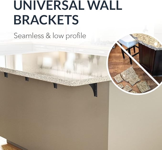 Iron Supports Universal Heavy-Duty Commercial Bracket - Industrial Support Brackets - Steel Mounting Bracket for Shelves, Vanities, Buffets, Desks (Matte Black - 21" Deep x 15" High, Left Hand)
