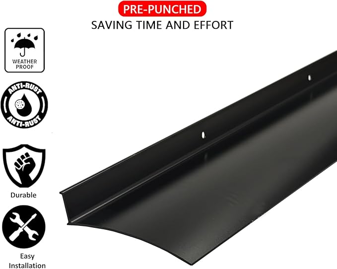 Extra Wide 5.12" W Door rain drip Guard Overhead,43.3" L Aluminum drip Cap for Exterior Doors Window Top,rain drip Edge Flashing,Water Deflector,rain Diverter,Anodized Black 1PCS