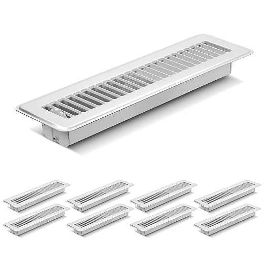 8Pcs Floor Vents Floor Registers 2x12 Inch, Heavy Duty Metal Hot Air Vent Covers 2x12 Inch with Rust-Proof Finish for Home Heater Floor Vent Grilles and Vents (8, White, 2x12 Inches)