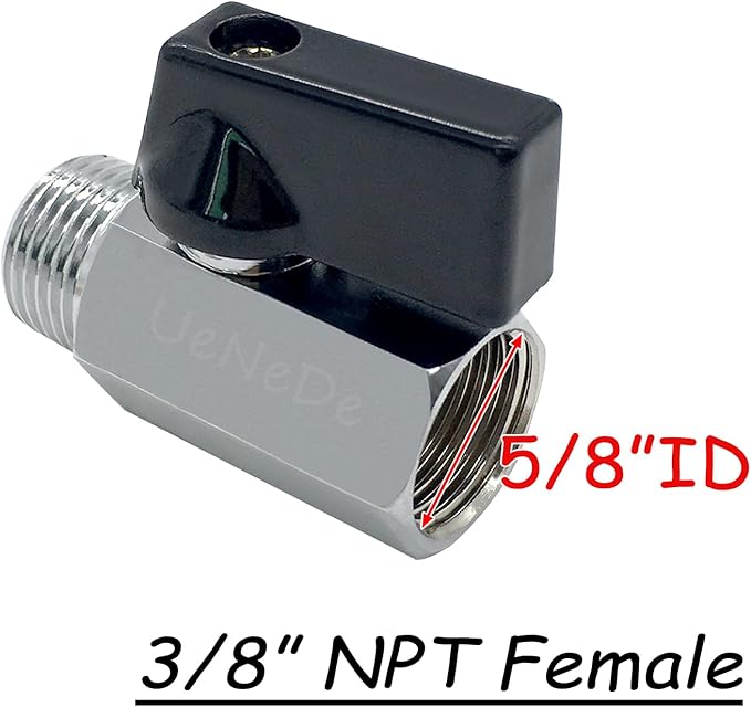 2PCS 3/8 Inch NPT Chrome Plated Brass Mini Ball Valve, 3/8" NPT Female to 3/8" NPT Male Thread Shut-off Valve with Operation Handle Pipe Threaded Fittings for Water/Oil/Gas