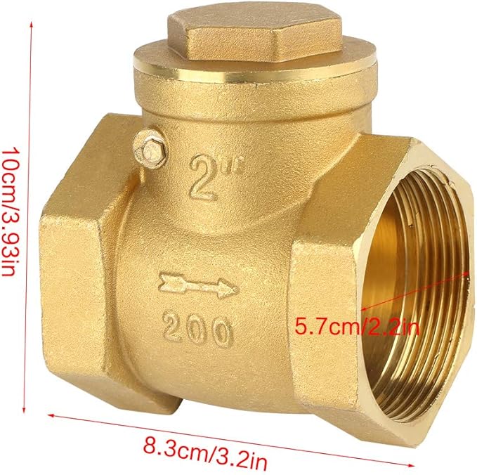 CHICIRIS Swing Check Valve Brass DN50 NOn Return Valve 232PSI, Reliable One Way for Home Plumbing System